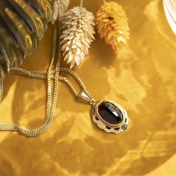 Grote foto gouden hanger met granaat 14 krt sieraden tassen en uiterlijk bedels en hangers