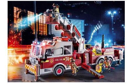 Grote foto playmobil city action 70935 brandweerwagen us tower ladder kinderen en baby duplo en lego