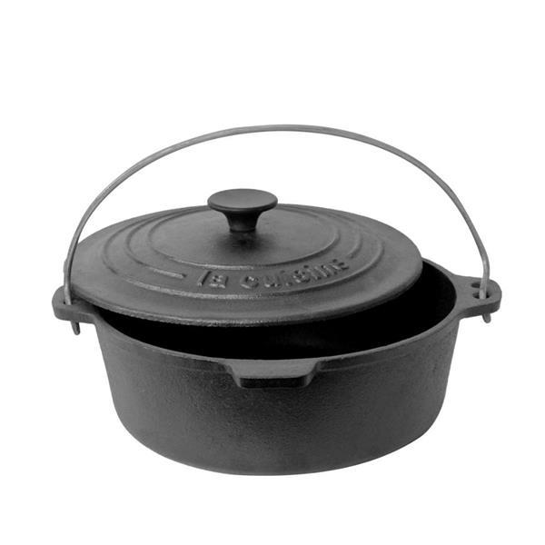 Grote foto gietijzeren pan diverse formaten cast iron pot tuin en terras buitenkeukens