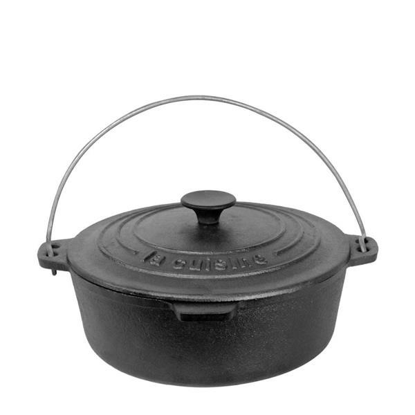 Grote foto gietijzeren pan diverse formaten cast iron pot tuin en terras buitenkeukens