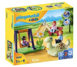 Grote foto playmobil 1.2.3 speelplaats 71157 kinderen en baby duplo en lego