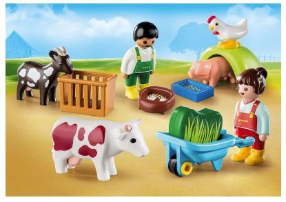 Grote foto playmobil 1.2.3 plezier op de boerderij 71158 kinderen en baby duplo en lego