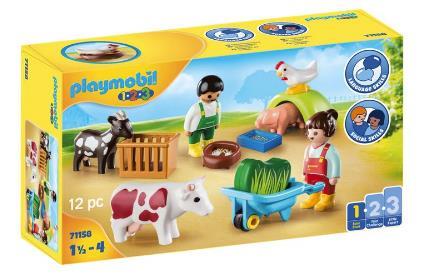 Grote foto playmobil 1.2.3 plezier op de boerderij 71158 kinderen en baby duplo en lego