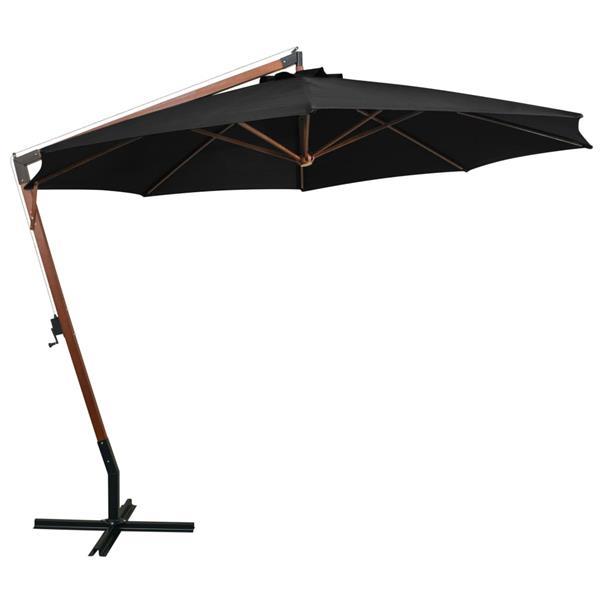 Grote foto vidaxl parasol suspendu avec m t noir 3 5x2 9 m bois de sapi tuin en terras overige tuin en terras
