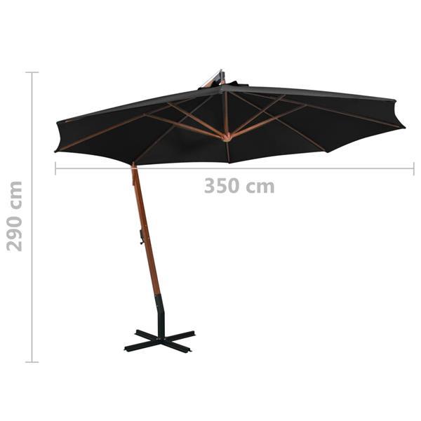Grote foto vidaxl parasol suspendu avec m t noir 3 5x2 9 m bois de sapi tuin en terras overige tuin en terras