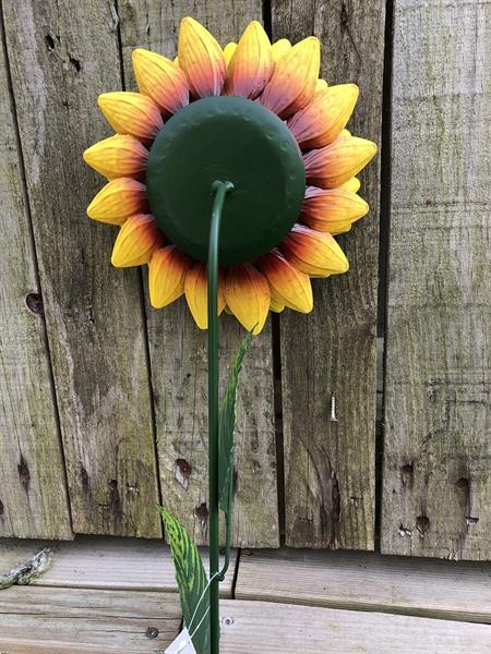 Grote foto handgemaakte zonnebloem tuinsteker 84 cm metaal tuin en terras tuinmeubelen