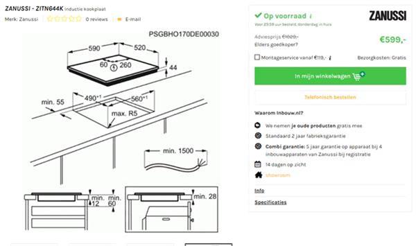 Grote foto zanussi inductie kookplaat type zitn644k witgoed en apparatuur kookplaten en gasstellen