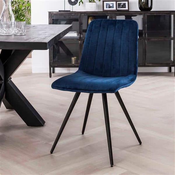 Grote foto stoel velvet straight stitch vpe4 blauw velours huis en inrichting stoelen