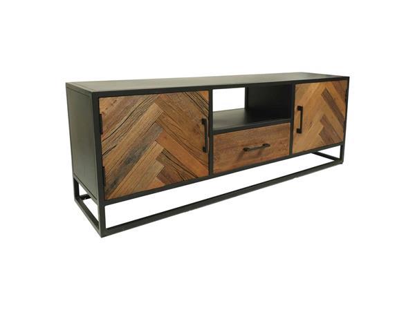Grote foto tv meubel verona 150x40x55 naturel zwart mangohout met huis en inrichting overige