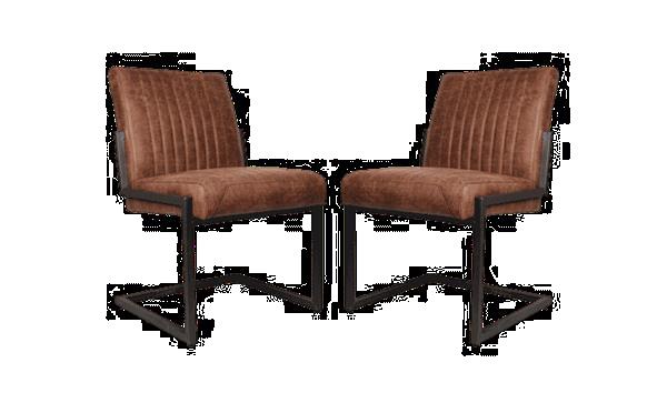 Grote foto eetkamerstoel texas set van 2 55x50x85 cognac yachtled huis en inrichting stoelen