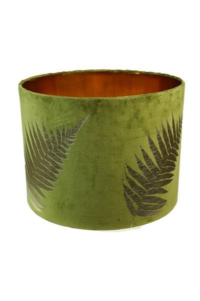 Grote foto ronde lampenkap met print 42x42x32 olijfgroen goud vel huis en inrichting lampenkappen