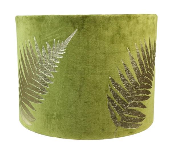 Grote foto ronde lampenkap met print 42x42x32 olijfgroen goud vel huis en inrichting lampenkappen