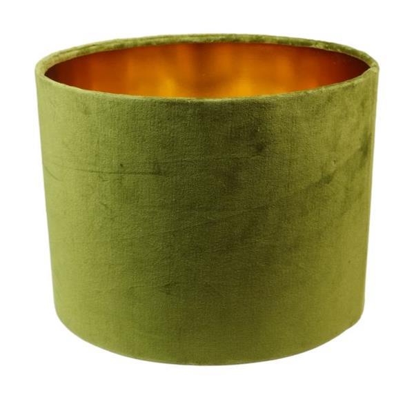 Grote foto ronde lampenkap 32x32x24 olijfgroen goud velvet huis en inrichting lampenkappen