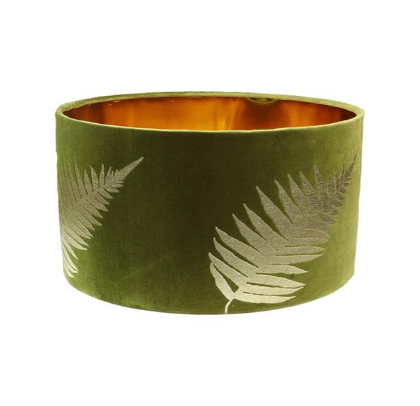 Grote foto ronde lampkap met print 25x25x18 olijfgroen goud velve huis en inrichting lampenkappen