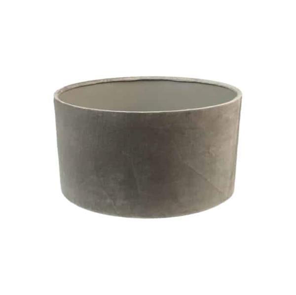 Grote foto ronde lampenkap 25x25x18 lichtgrijs velvet huis en inrichting lampenkappen