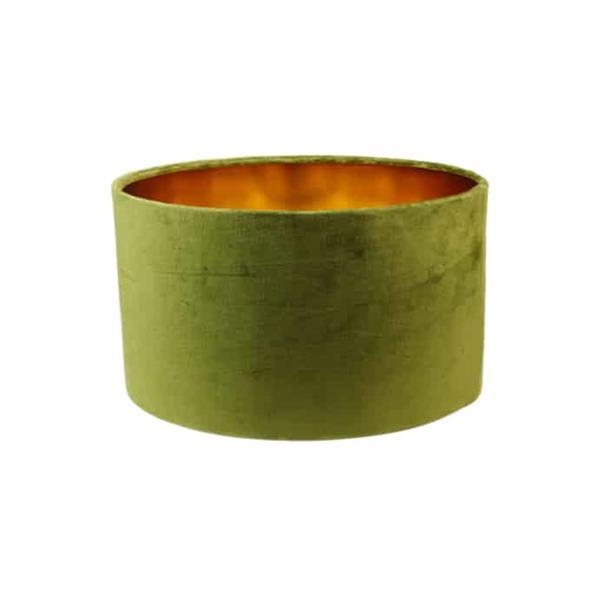 Grote foto ronde lampenkap 25x25x18 olijfgroen goud velvet huis en inrichting lampenkappen