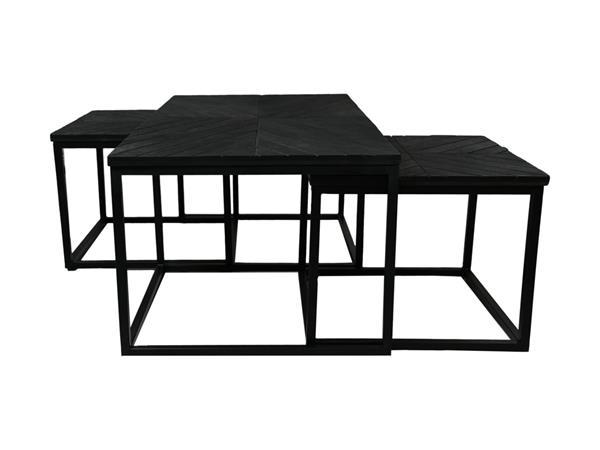 Grote foto salontafels zwart mangohout ijzer set van 3 huis en inrichting eettafels
