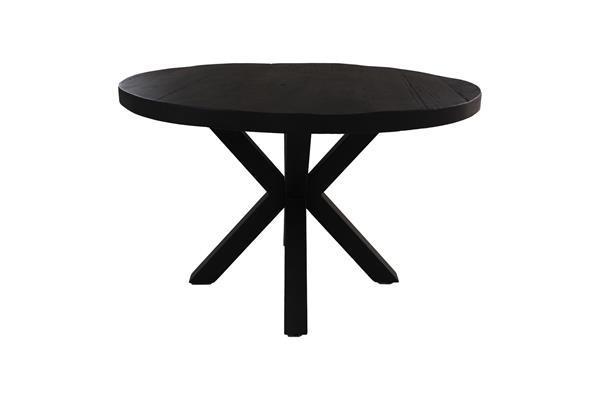 Grote foto rond tafelblad 130x5 5.5 cm zwart gerecycled mangohou huis en inrichting eettafels