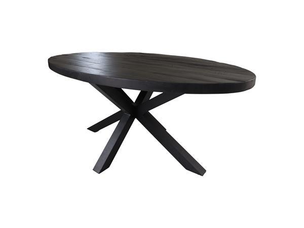 Grote foto ovaal tafelblad 240x120x5 5.5 zwart gerecycled mangoho huis en inrichting eettafels