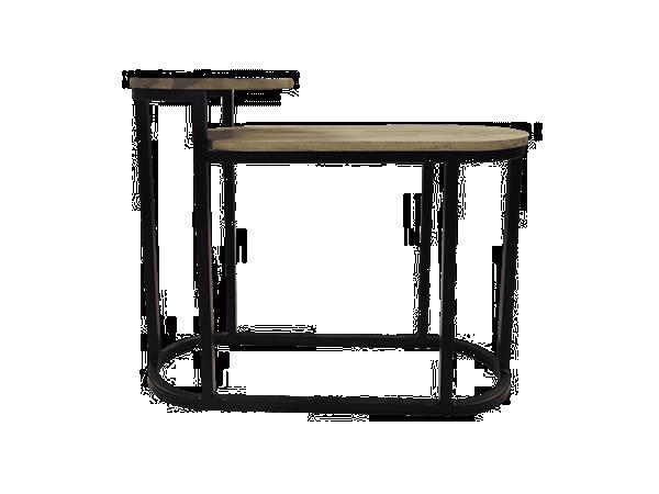 Grote foto sidetable ovaal plateau 75x30x60 naturel zwart mangoho huis en inrichting eettafels