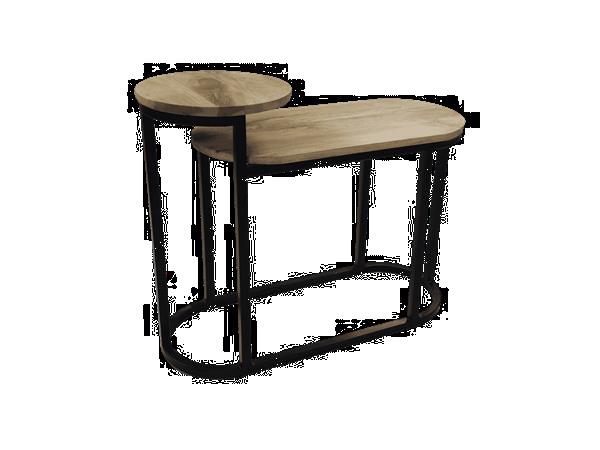 Grote foto sidetable ovaal plateau 75x30x60 naturel zwart mangoho huis en inrichting eettafels