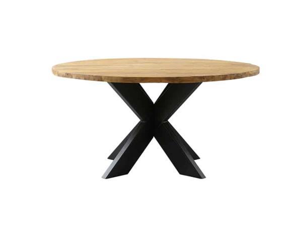 Grote foto ronde eettafel 150 cm teak metaal huis en inrichting eettafels