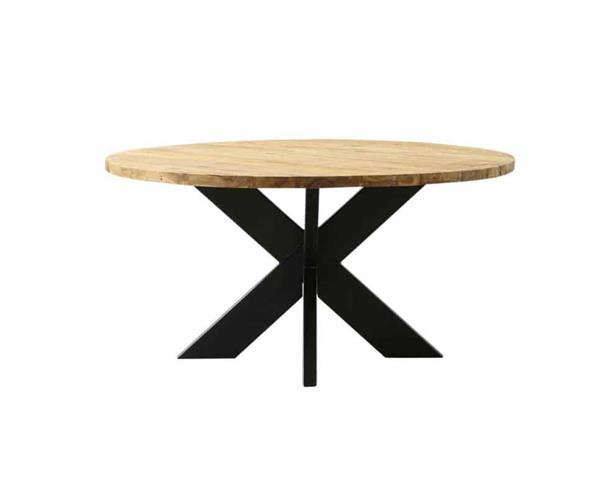 Grote foto ronde eettafel 150 cm teak metaal huis en inrichting eettafels