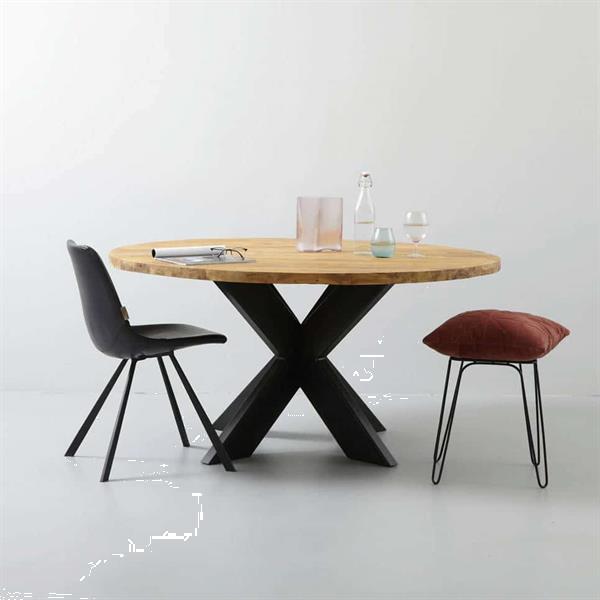 Grote foto ronde eettafel 150 cm teak metaal huis en inrichting eettafels