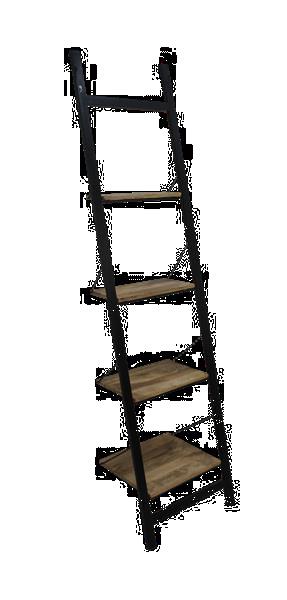 Grote foto decoratieve ladder mangohout ijzer powdercoated black huis en inrichting woningdecoratie