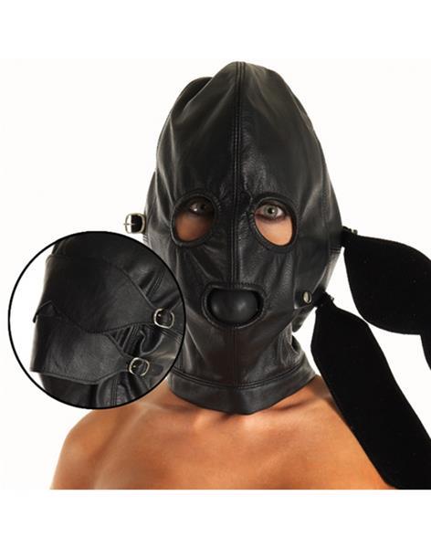 Grote foto hoofdmasker met afneembaar mondknevel erotiek sm maskers