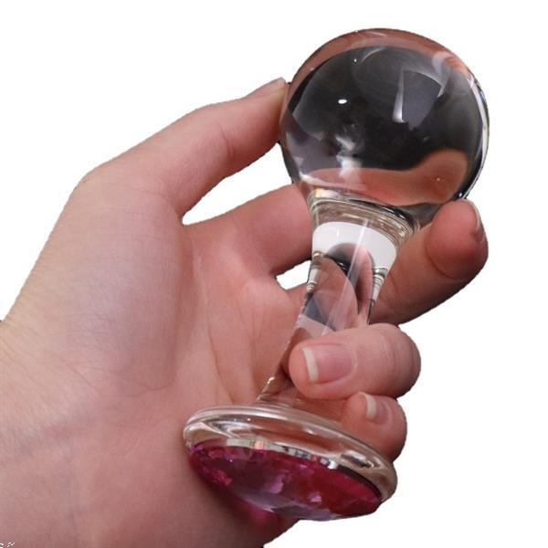 Grote foto glass buttplug 8.5cm kleur helder plus kristal erotiek sextoys