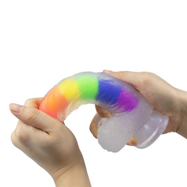 Grote foto transparante siliconen dildo regenboog 19 cm erotiek dildo