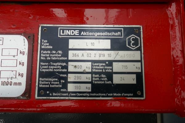 Grote foto vs 20892 elektrische stapelaar linde l10 2595mm accu2020 doe het zelf en verbouw hefwerktuigen