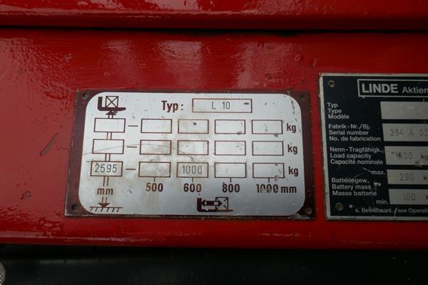 Grote foto vs 20892 elektrische stapelaar linde l10 2595mm accu2020 doe het zelf en verbouw hefwerktuigen