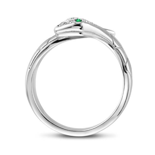 Grote foto zilveren ring slang met groene en witte zirkonia s sieraden tassen en uiterlijk ringen voor haar