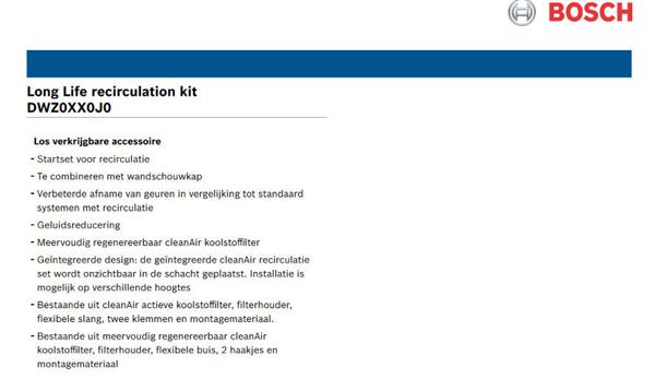 Grote foto bosch recirculatieset met filter dwz0xx0j0 witgoed en apparatuur onderdelen en toebehoren
