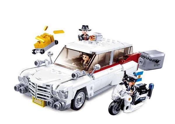 Grote foto sluban amerikaanse overvallers wagen kinderen en baby duplo en lego