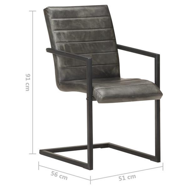 Grote foto vidaxl chaises de salle manger cantilever 2 pcs gris cuir huis en inrichting stoelen