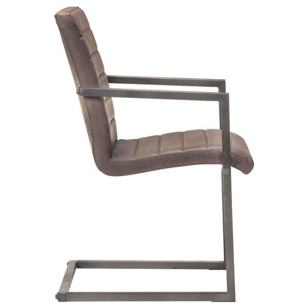 Grote foto vidaxl chaises de salle manger cantilever 2pcs marron cuir huis en inrichting stoelen