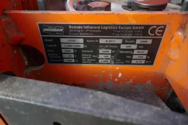 Grote foto vs 20927 elektrische stapelaar doosan 1790mm initiele lift doe het zelf en verbouw hefwerktuigen