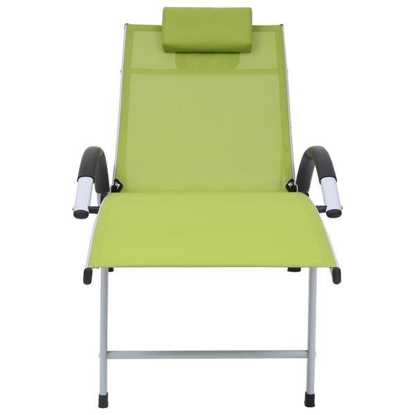 Grote foto vidaxl chaise longue aluminium textil ne vert tuin en terras tuinmeubelen