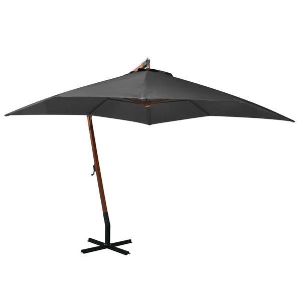 Grote foto vidaxl parasol suspendu avec m t anthracite 3x3 m bois de sa tuin en terras overige tuin en terras