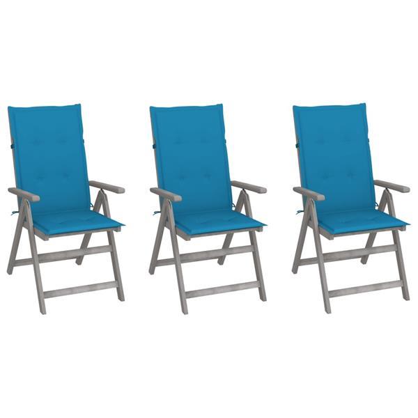 Grote foto vidaxl chaises inclinables de jardin 3 pcs avec coussins boi tuin en terras tuinmeubelen