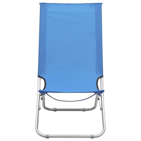 Grote foto vidaxl chaises de plage pliables 2 pcs bleu tissu tuin en terras tuinmeubelen