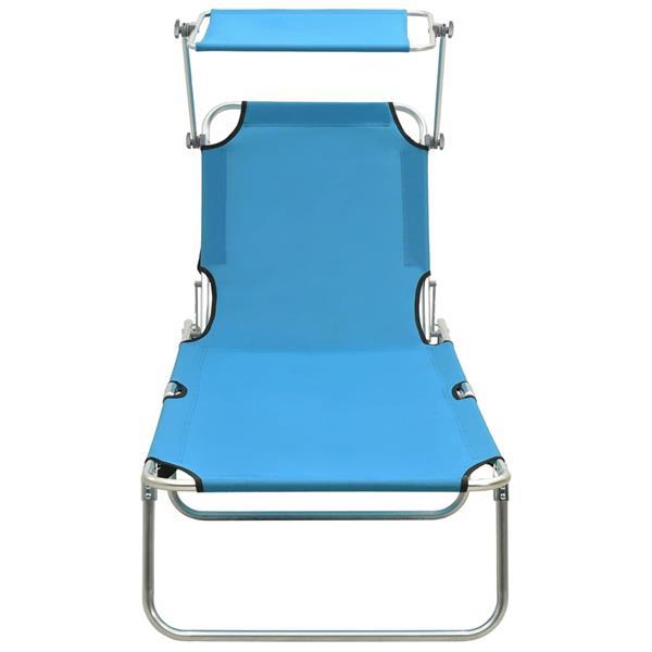 Grote foto vidaxl chaise longue pliable avec auvent acier turquoise et tuin en terras tuinmeubelen