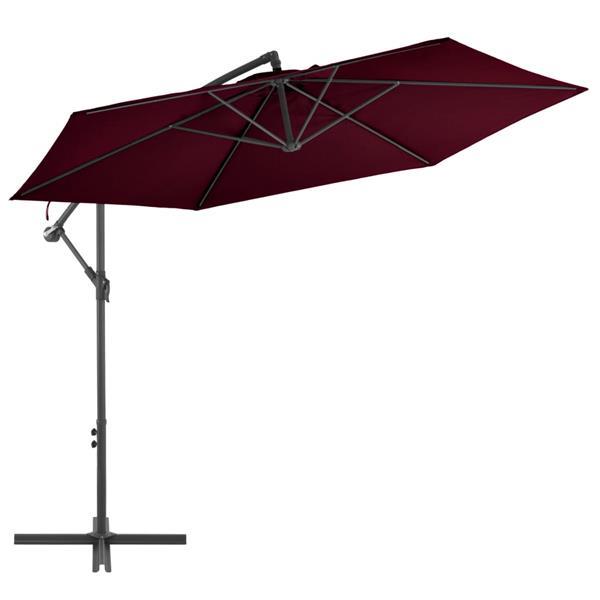 Grote foto vidaxl parasol d port avec m t en aluminium bordeaux 300 cm tuin en terras overige tuin en terras