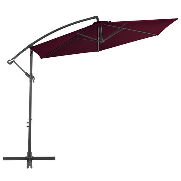 Grote foto vidaxl parasol d port avec m t en aluminium bordeaux 300 cm tuin en terras overige tuin en terras