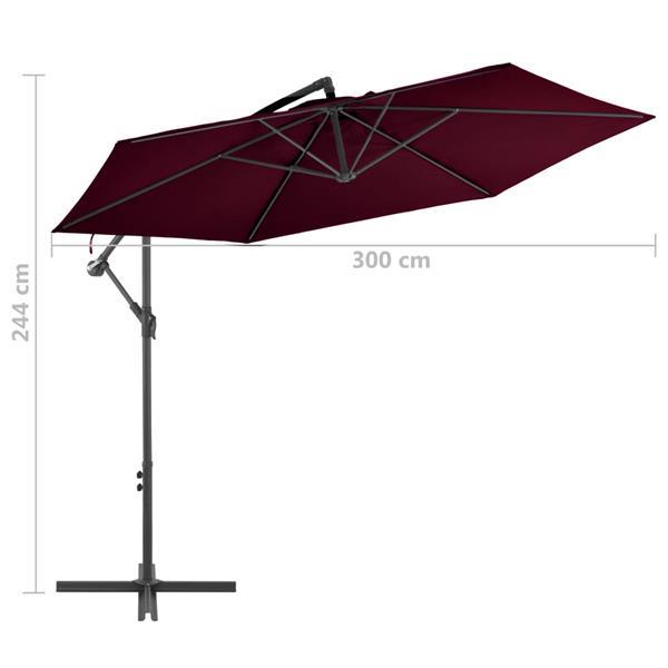 Grote foto vidaxl parasol d port avec m t en aluminium bordeaux 300 cm tuin en terras overige tuin en terras