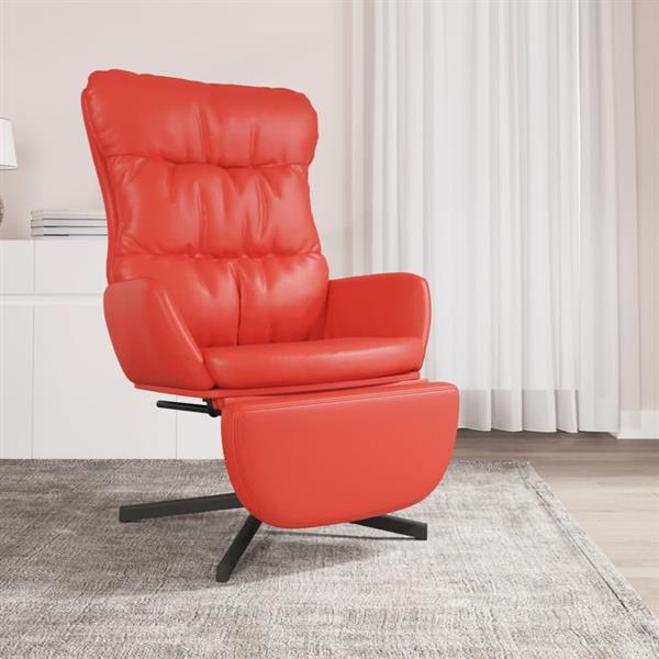 Grote foto vidaxl chaise de relaxation avec repose pied rouge similicui huis en inrichting stoelen