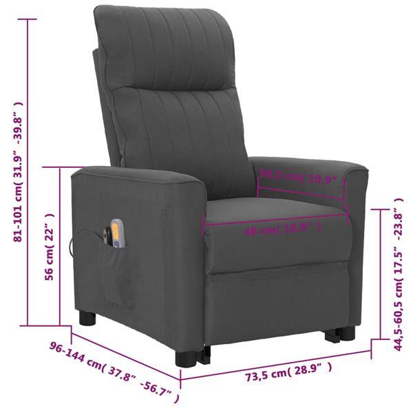 Grote foto vidaxl fauteuil inclinable de massage gris fonc tissu huis en inrichting stoelen